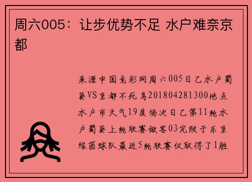 周六005：让步优势不足 水户难奈京都